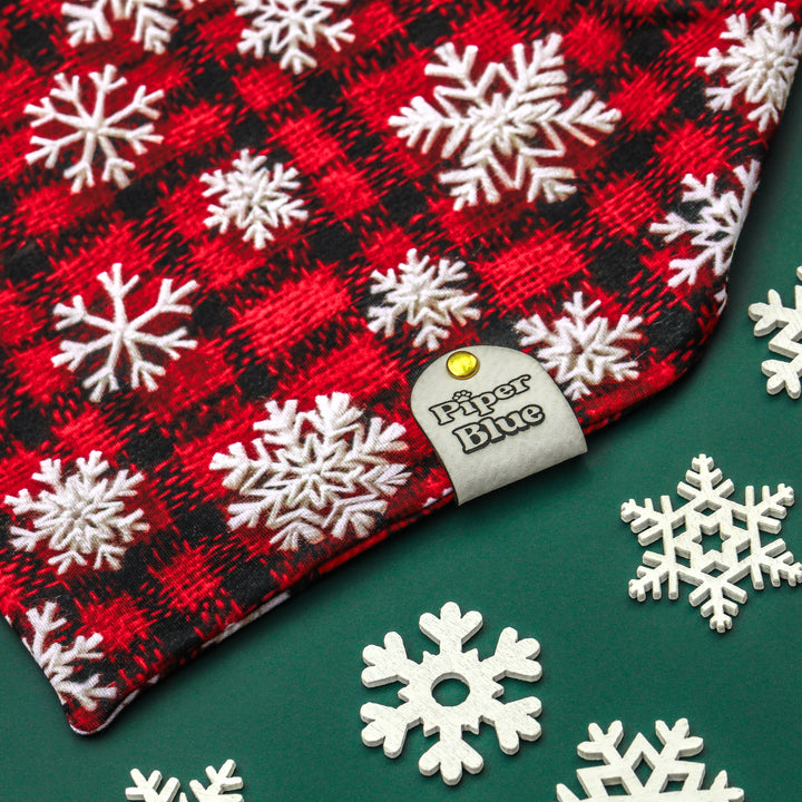 Sweater Weather - Buffalo Plaid Snowflake Christmas Dog Bandana