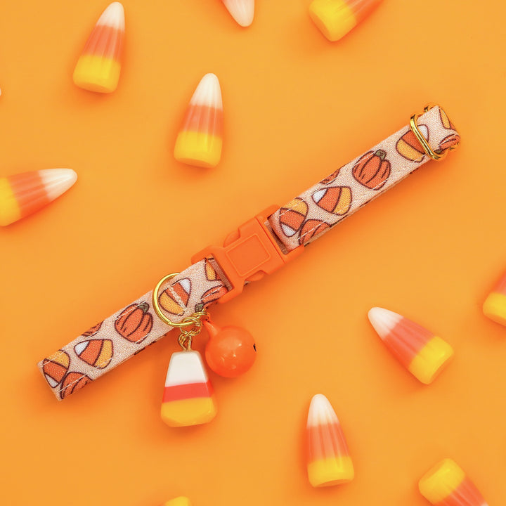 Sweet Tooth - Neutral Orange Candy Corn Halloween Cat Collar