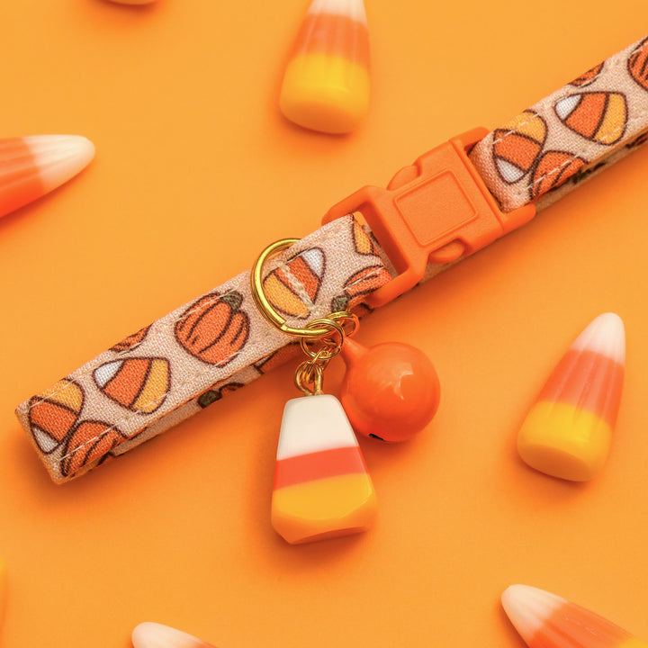 Sweet Tooth - Neutral Orange Candy Corn Halloween Cat Collar