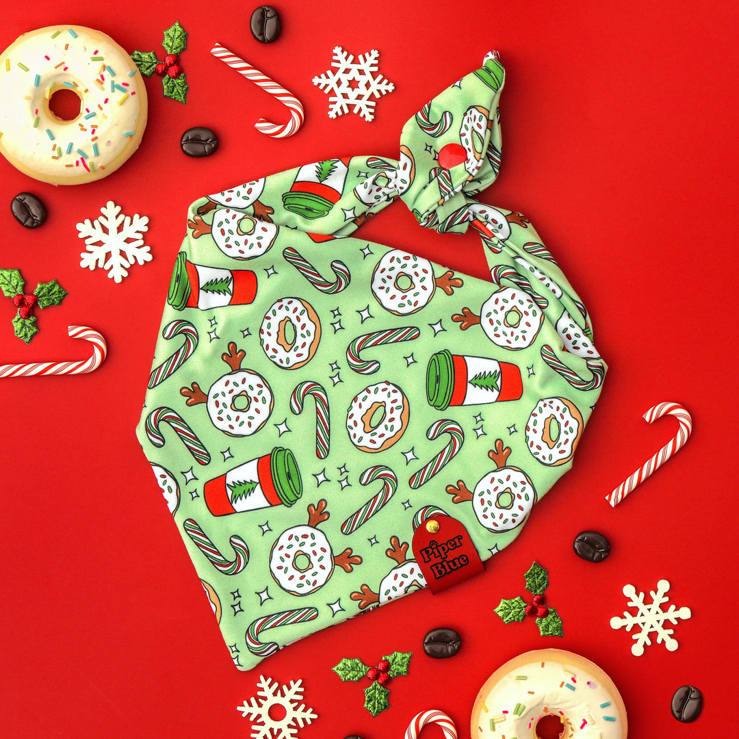 Sweet But Twisted - Christmas Donuts And Coffee Dog Bandana