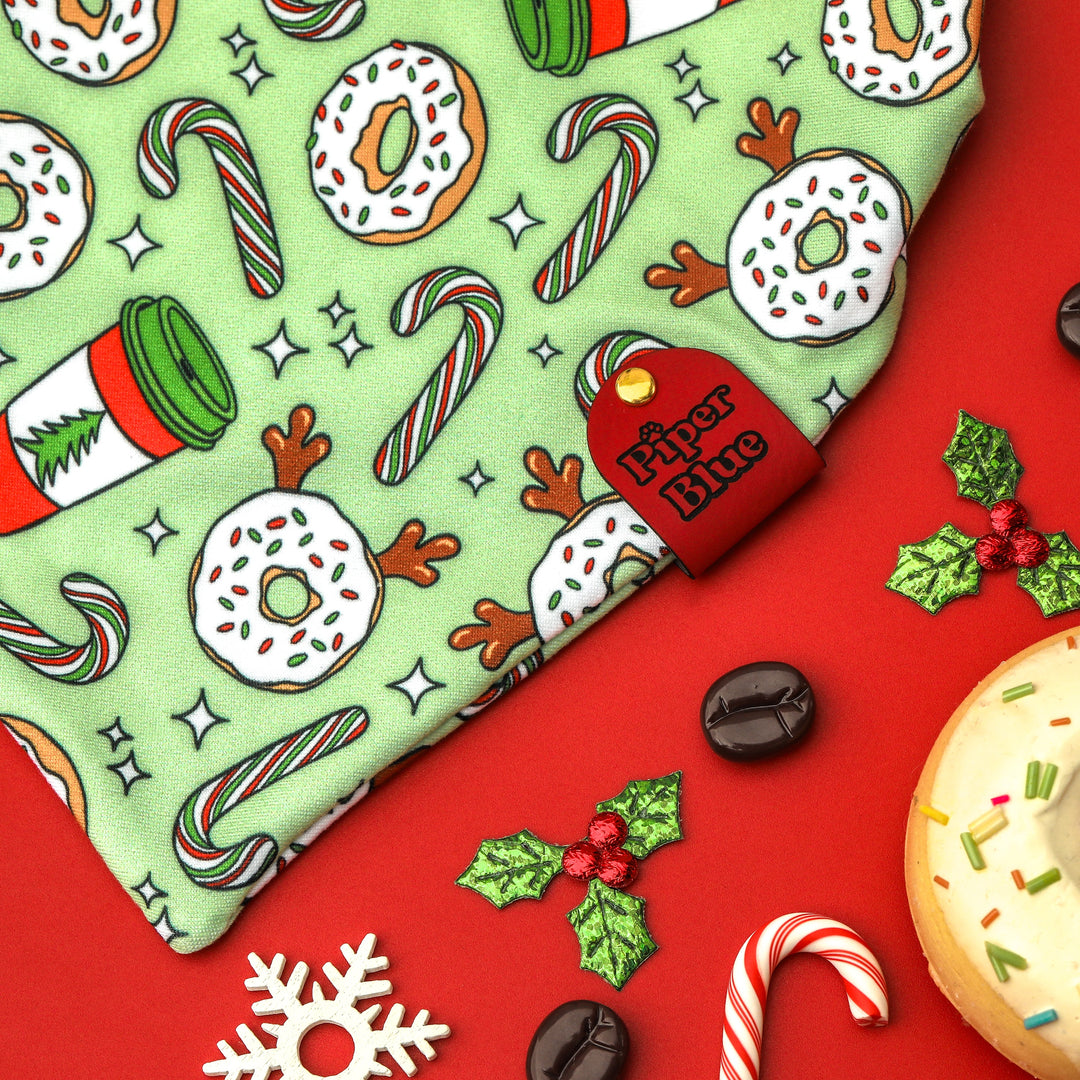 Sweet But Twisted - Christmas Donuts And Coffee Dog Bandana