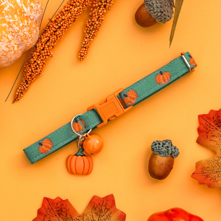 The Great Pumpkin - Forest Green Pumpkin Fall Cat Collar