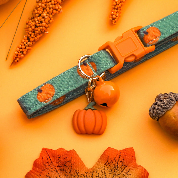 The Great Pumpkin - Forest Green Pumpkin Fall Cat Collar