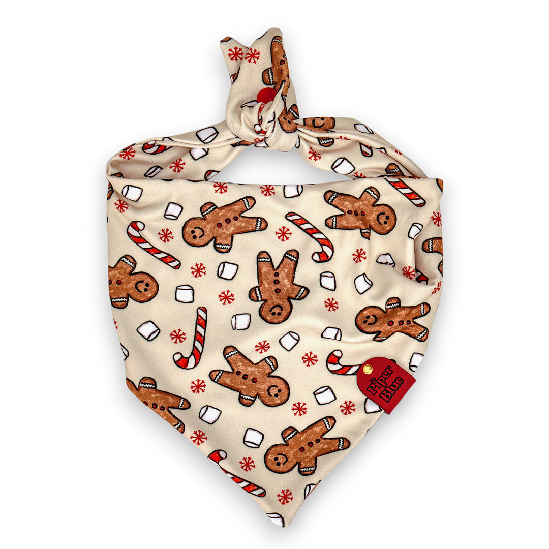 Tis The Season - Neutral Gingerbread Man Christmas Dog Bandana