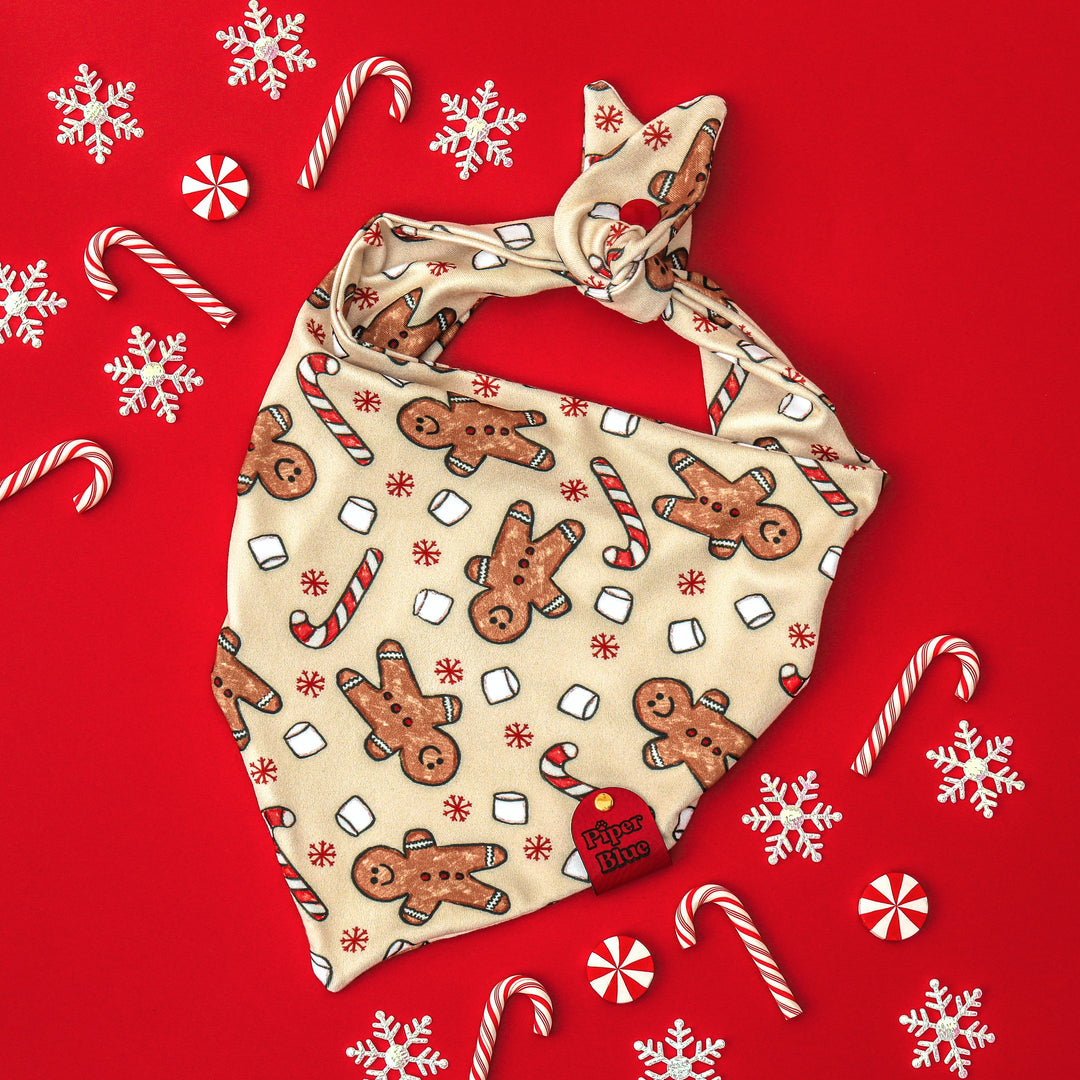 Tis The Season - Neutral Gingerbread Man Christmas Dog Bandana