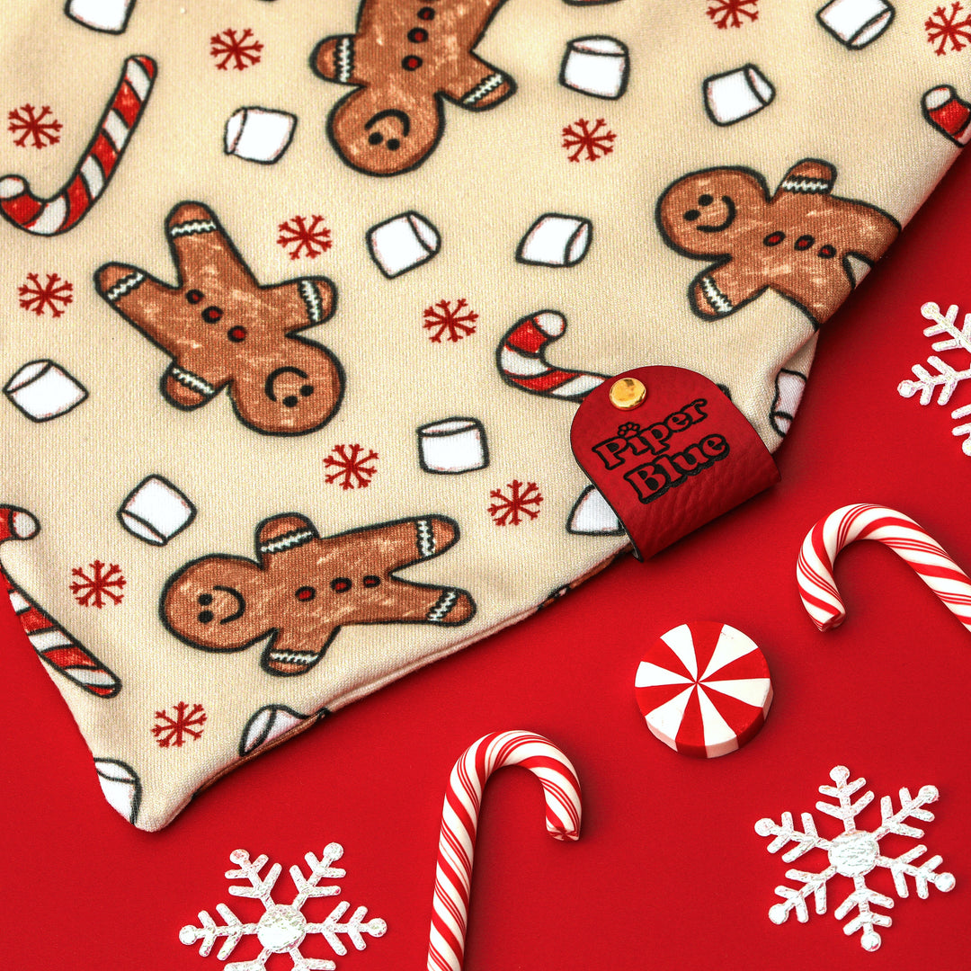 Tis The Season - Neutral Gingerbread Man Christmas Dog Bandana