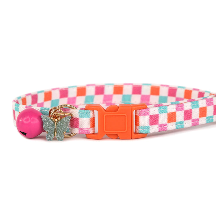 TTYL - Girly Multicolored Checked Cat Collar