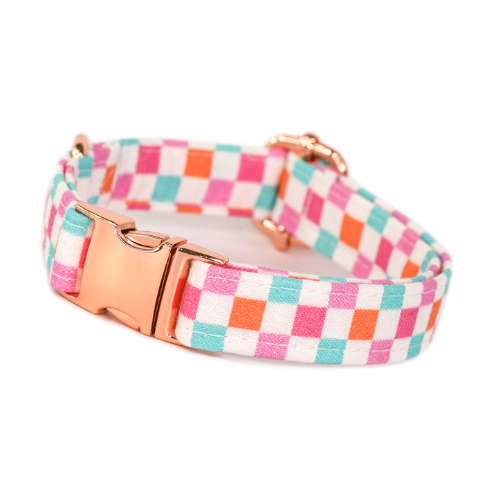 TTYL - Girly Multicolored Checked Dog Collar