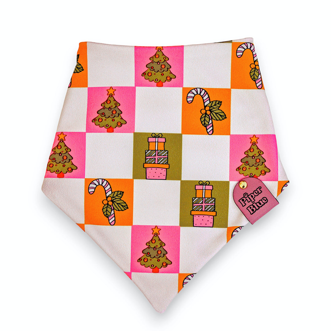 A Very Vintage Christmas - Girly Checkered Christmas Dog Bandanna