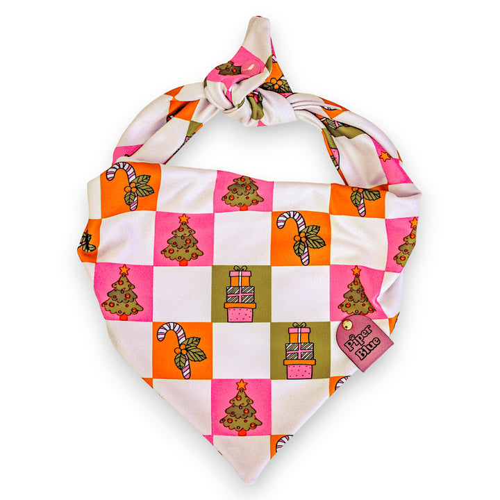 A Very Vintage Christmas - Girly Checkered Christmas Dog Bandanna