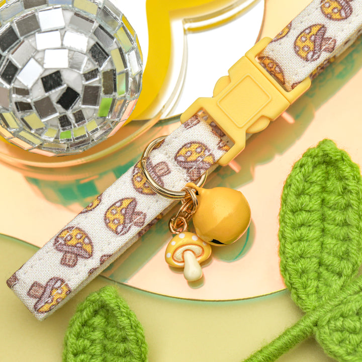 Mushroom Mania - Yellow Mushroom Cat Collar