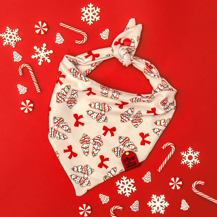 Yule Tied - Christmas Cake Bow Dog Bandana