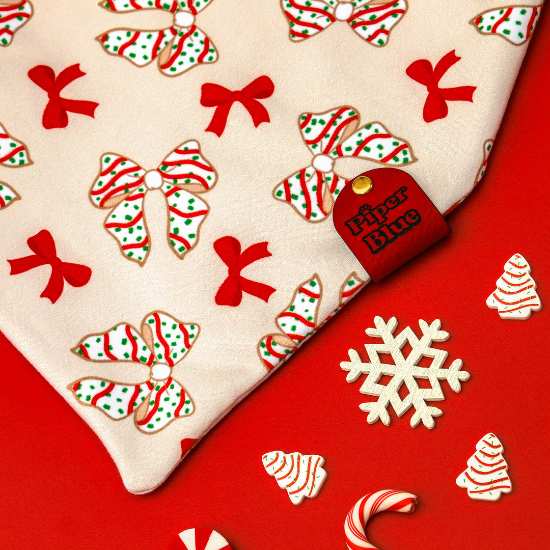 Yule Tied - Christmas Cake Bow Dog Bandana